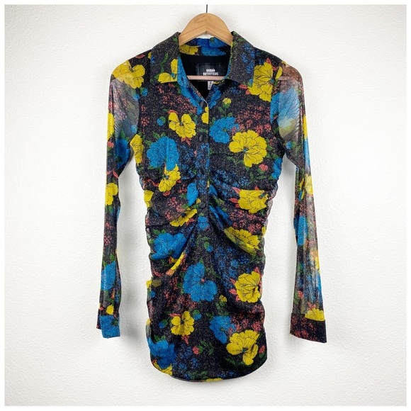 Urban‎ Outfitters Heather Fitted Lurex Shirt Dress Size Medium - Picture 5 of 13